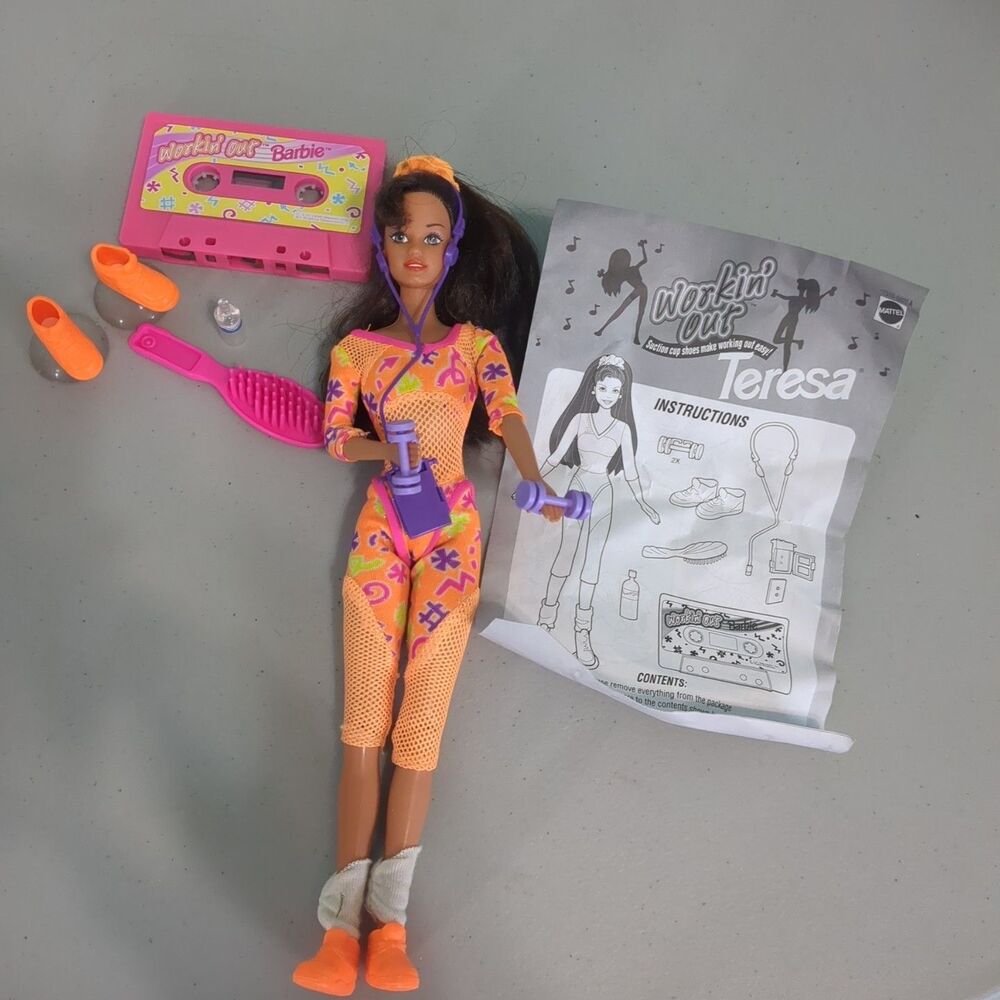 Barbie Workin' Out Teresa Doll and Cassette 1996 Mattel accessories vintage